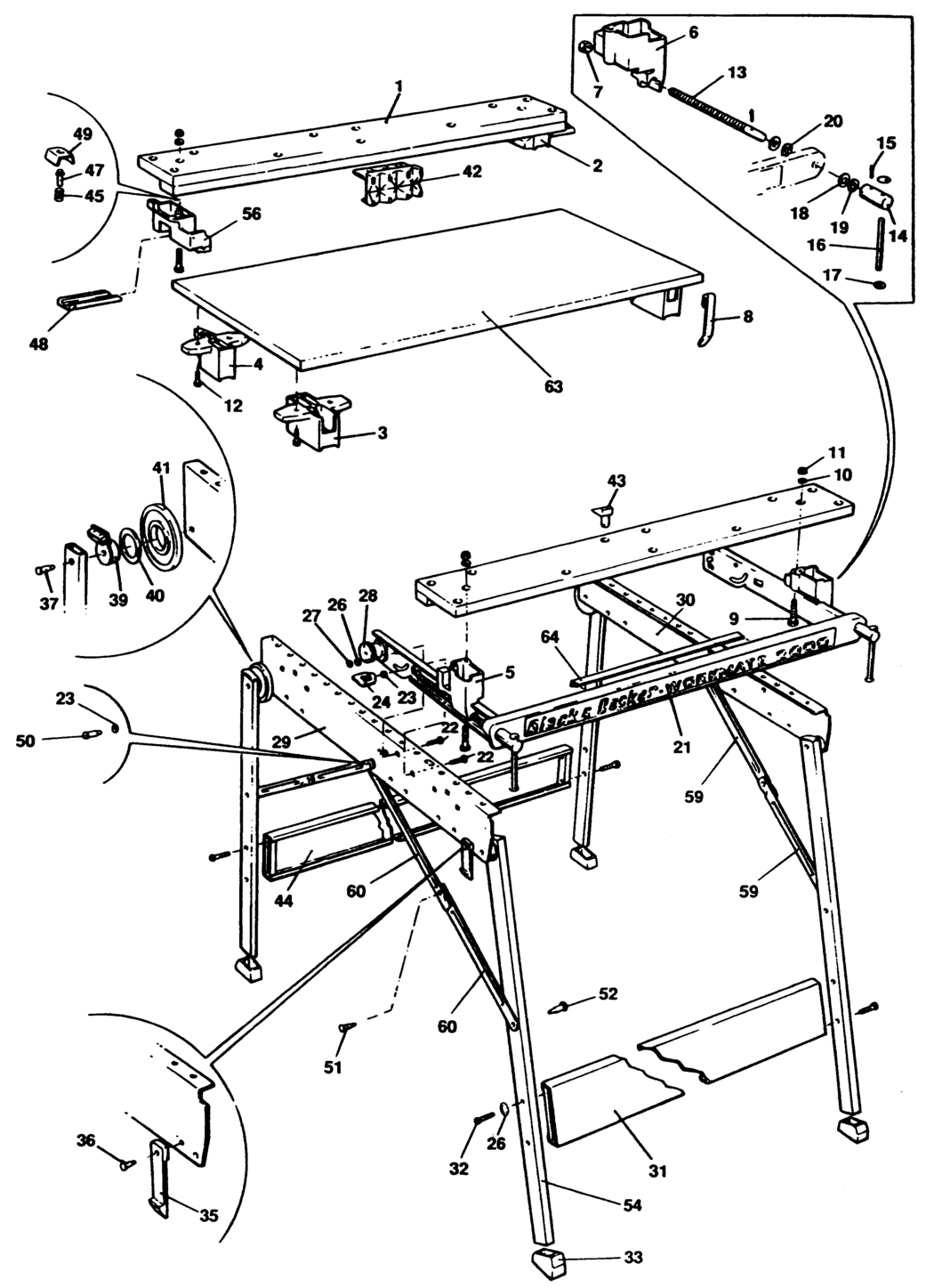 Black & Decker WM2000 Type 1 Workmate Spare Parts