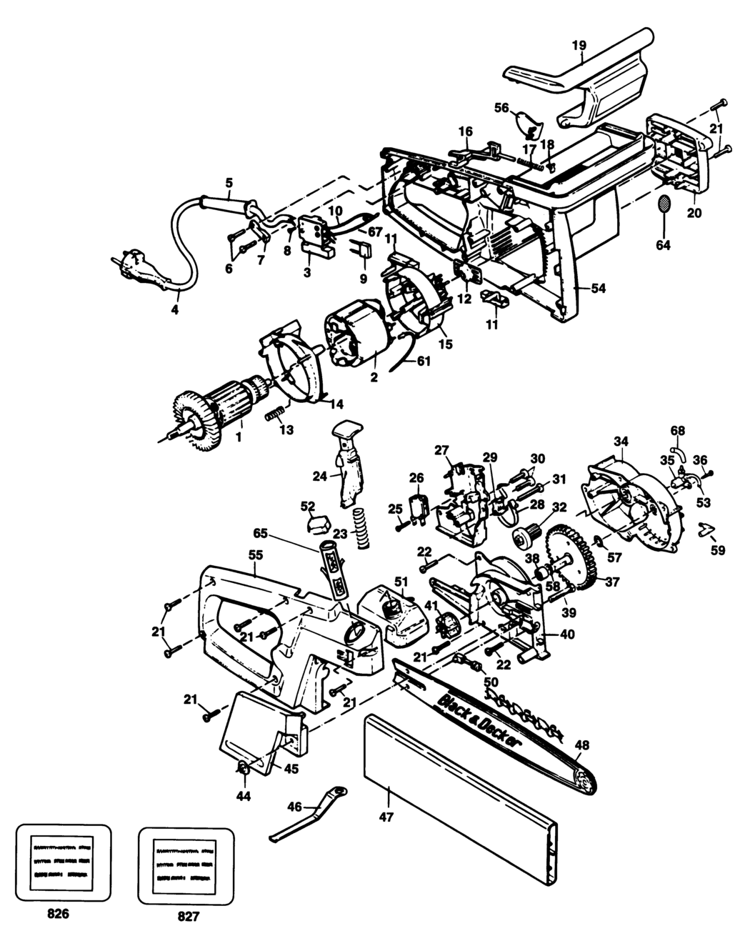 Black & Decker CS30 Type 1 Chainsaw Spare Parts