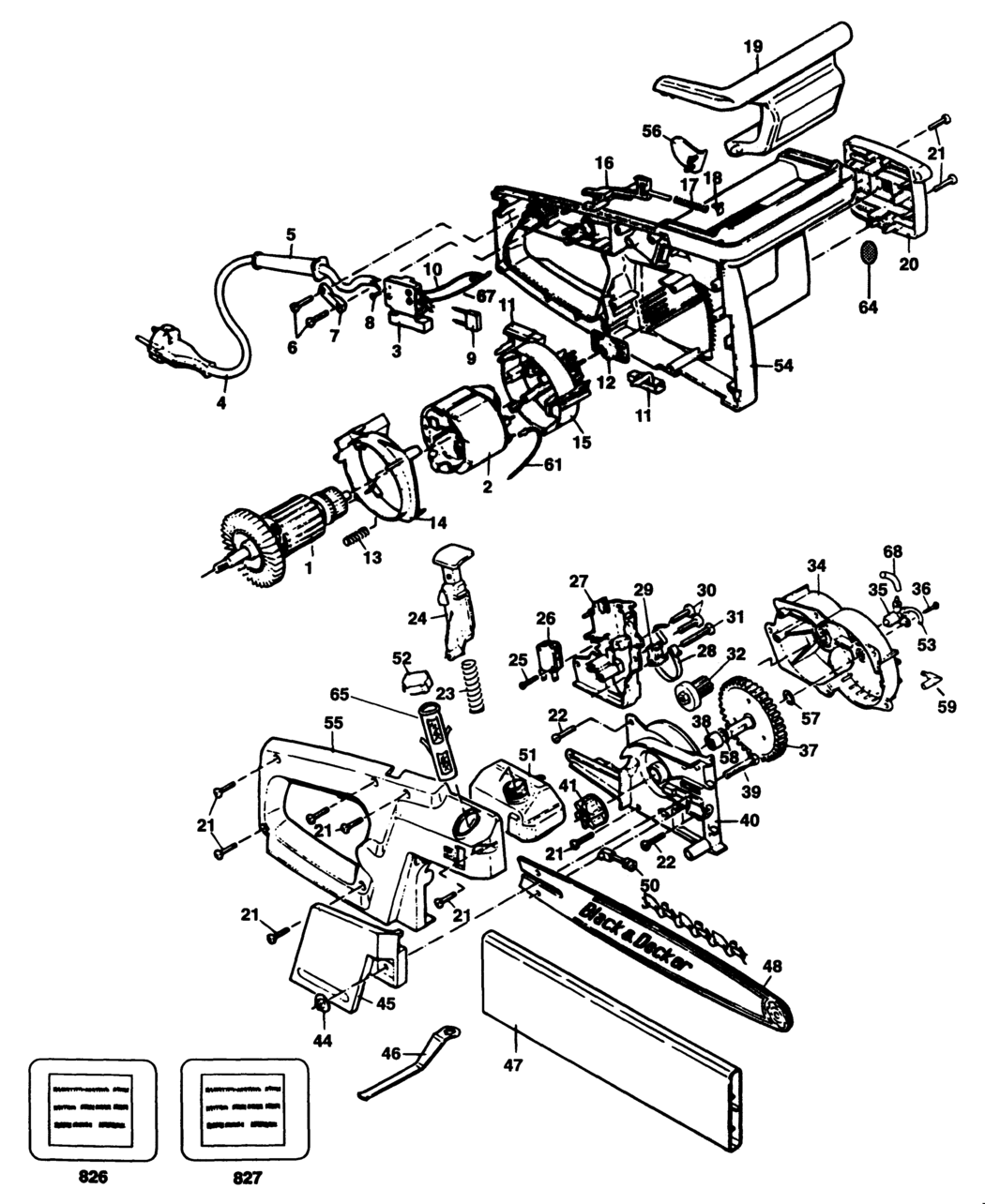 Black & Decker CS35 Type 1 Chainsaw Spare Parts