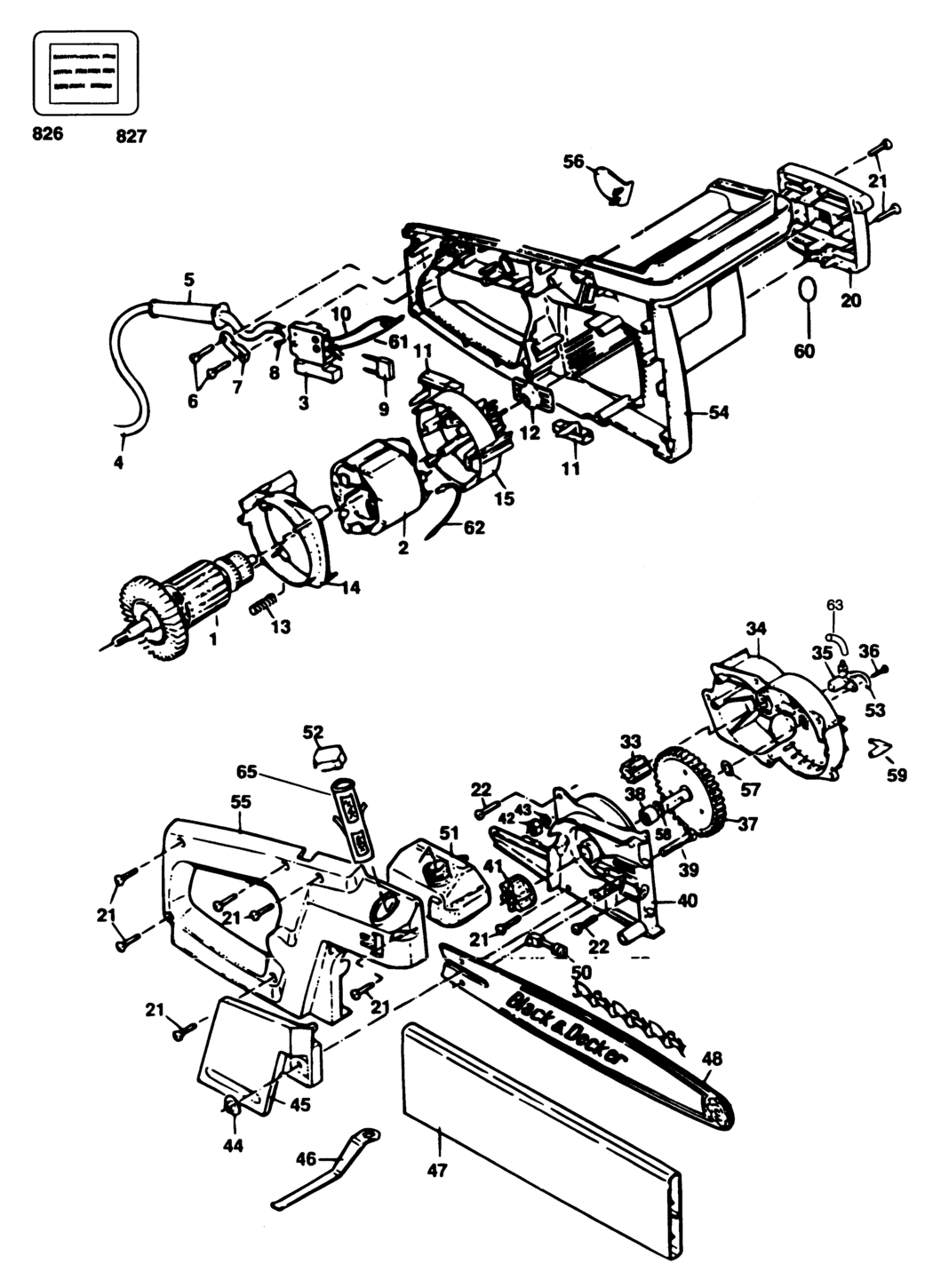 Black & Decker GK100 Type 1 Chainsaw Spare Parts