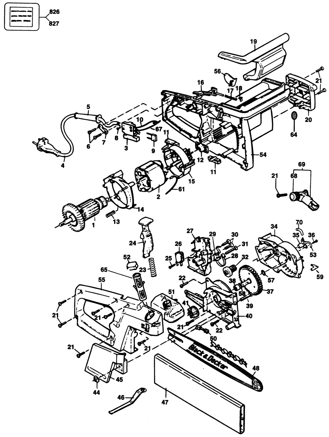 Black & Decker GK321 Type 1 Chainbrake Spare Parts