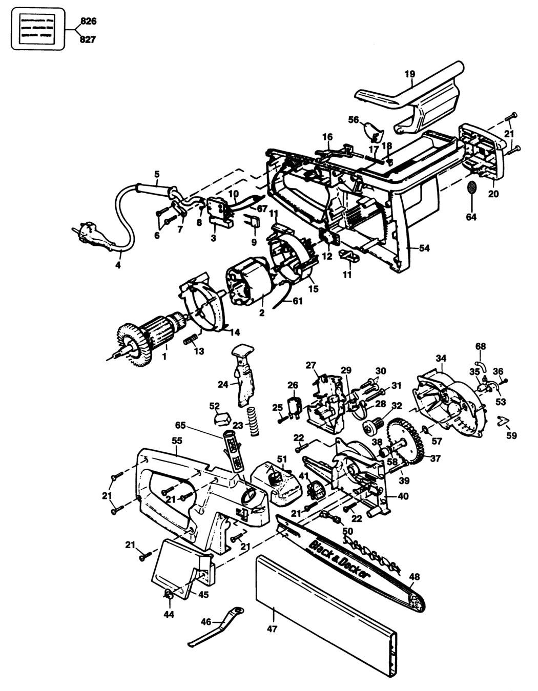 Black & Decker GK330 Type 1 Chainsaw Spare Parts