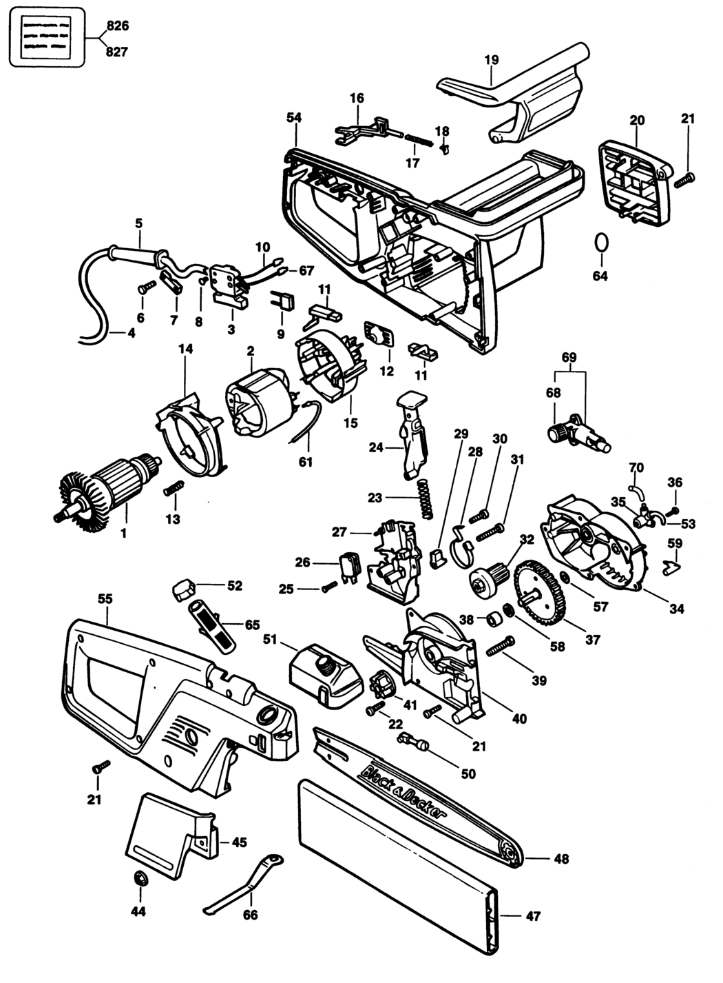 Black & Decker GK535 Type 1 Chainsaw Spare Parts