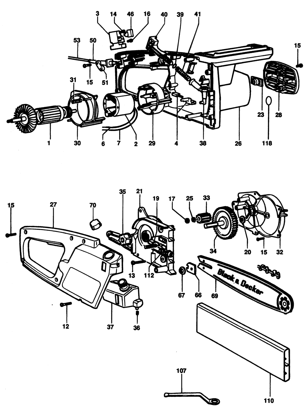 Black & Decker LC30 Type 1 Chainsaw Spare Parts