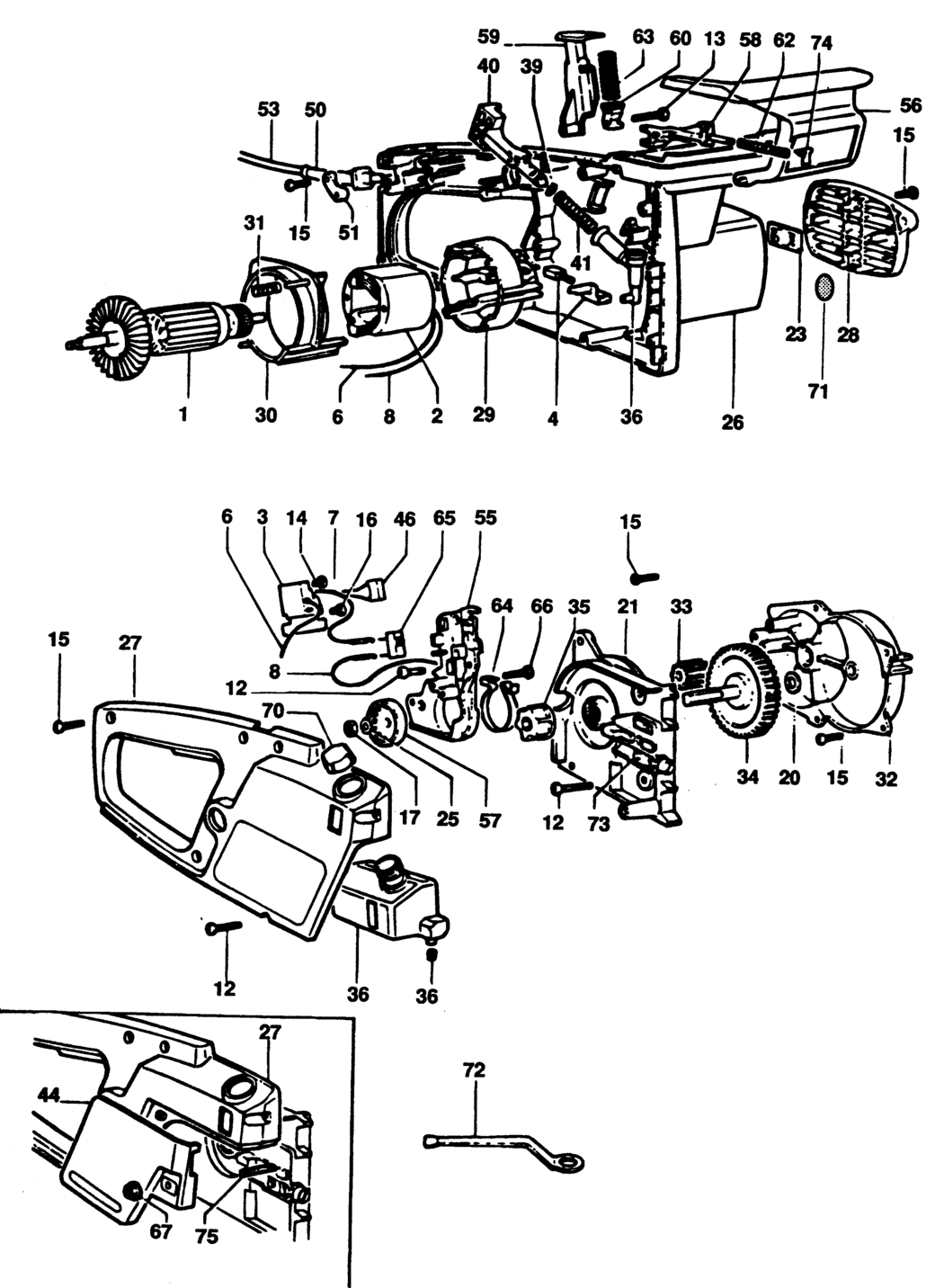 Black & Decker MC1B Type 1 Chainsaw Spare Parts