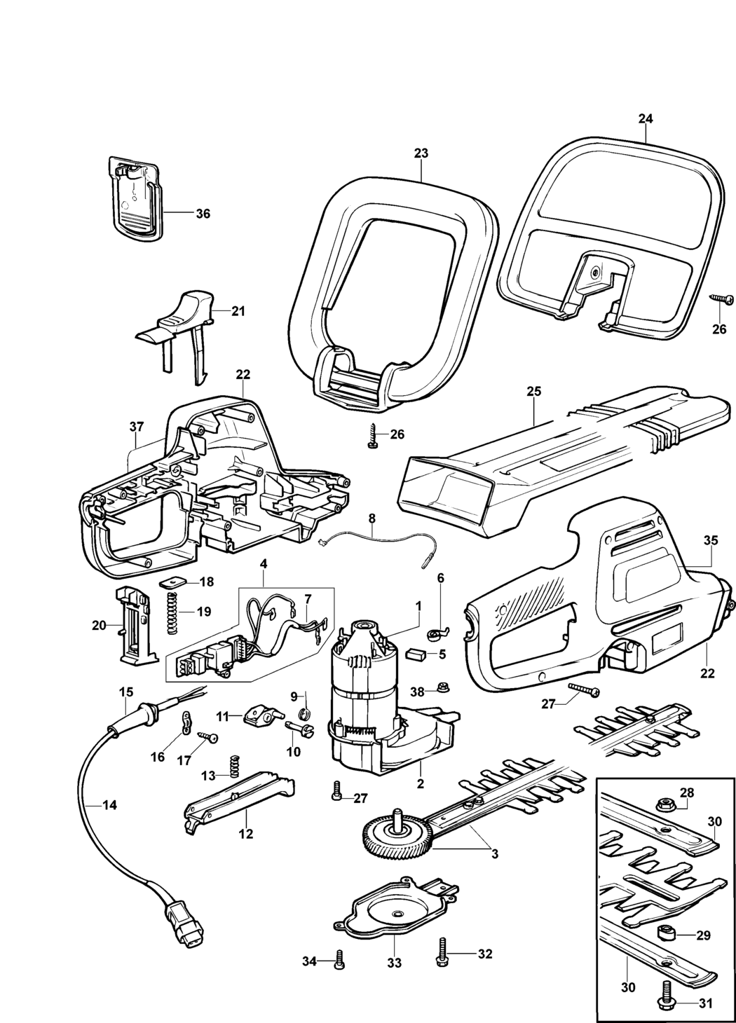 Black & Decker D43HS Type 1 Hedgeclipper Spare Parts