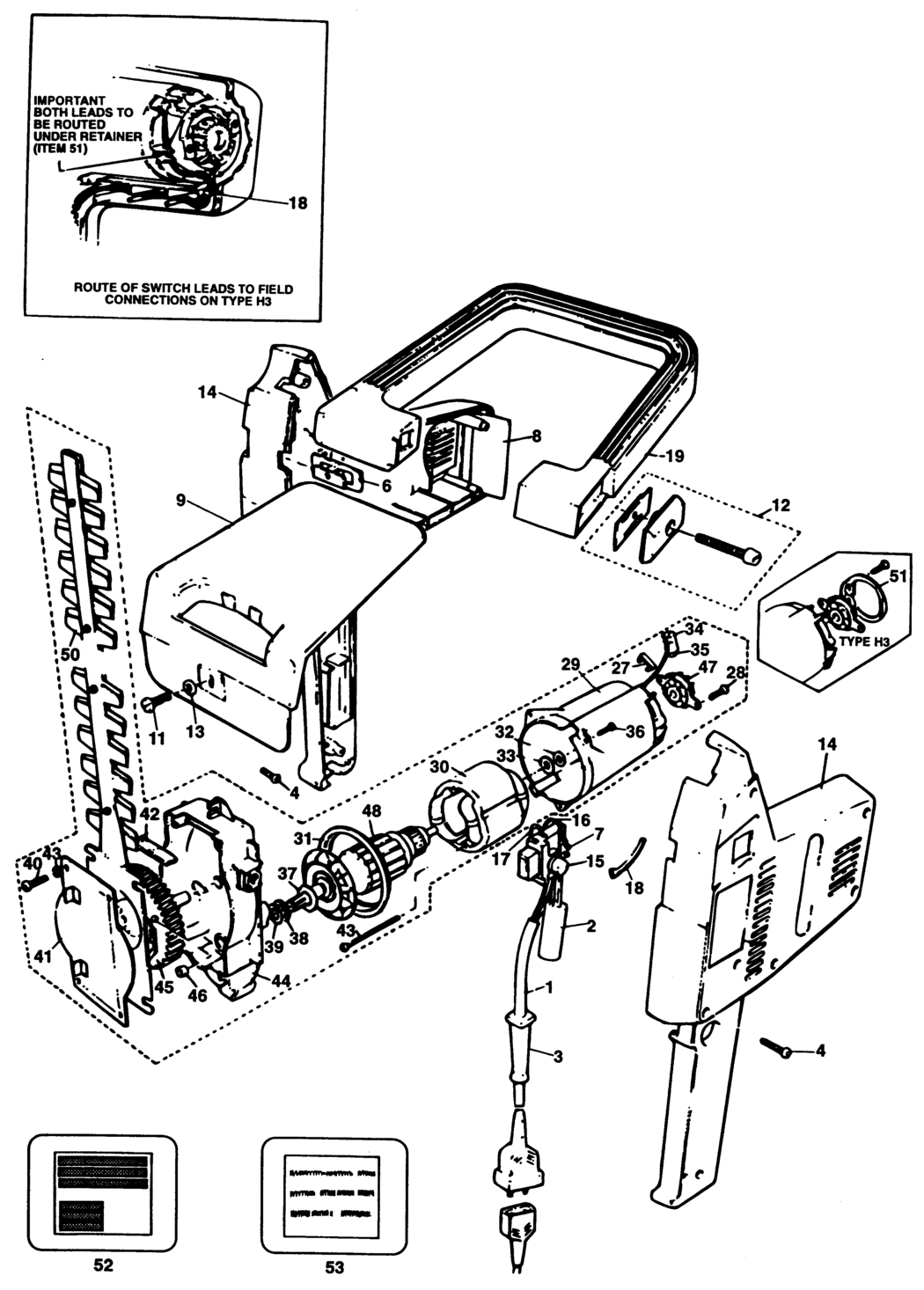 Black & Decker GC300 Type 1 Hedgetrimmer Spare Parts