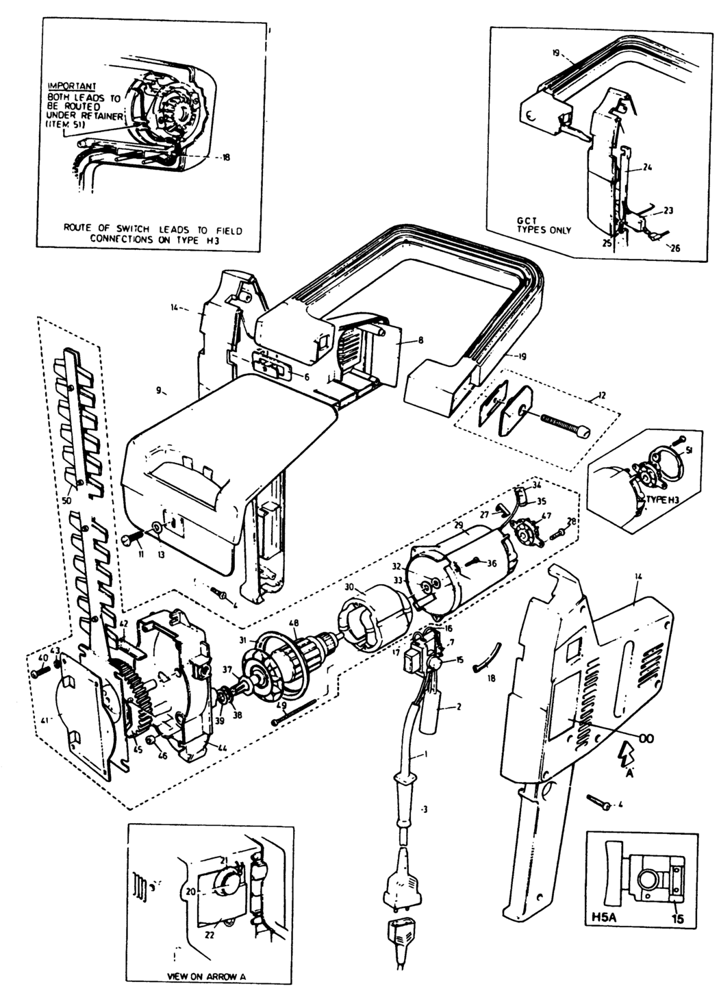 Black & Decker GCT400 Type 1 Hedgetrimmer Spare Parts