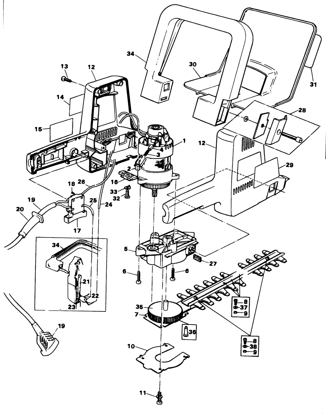 Black & Decker GS400D Type 1 Garden Clipper Spare Parts