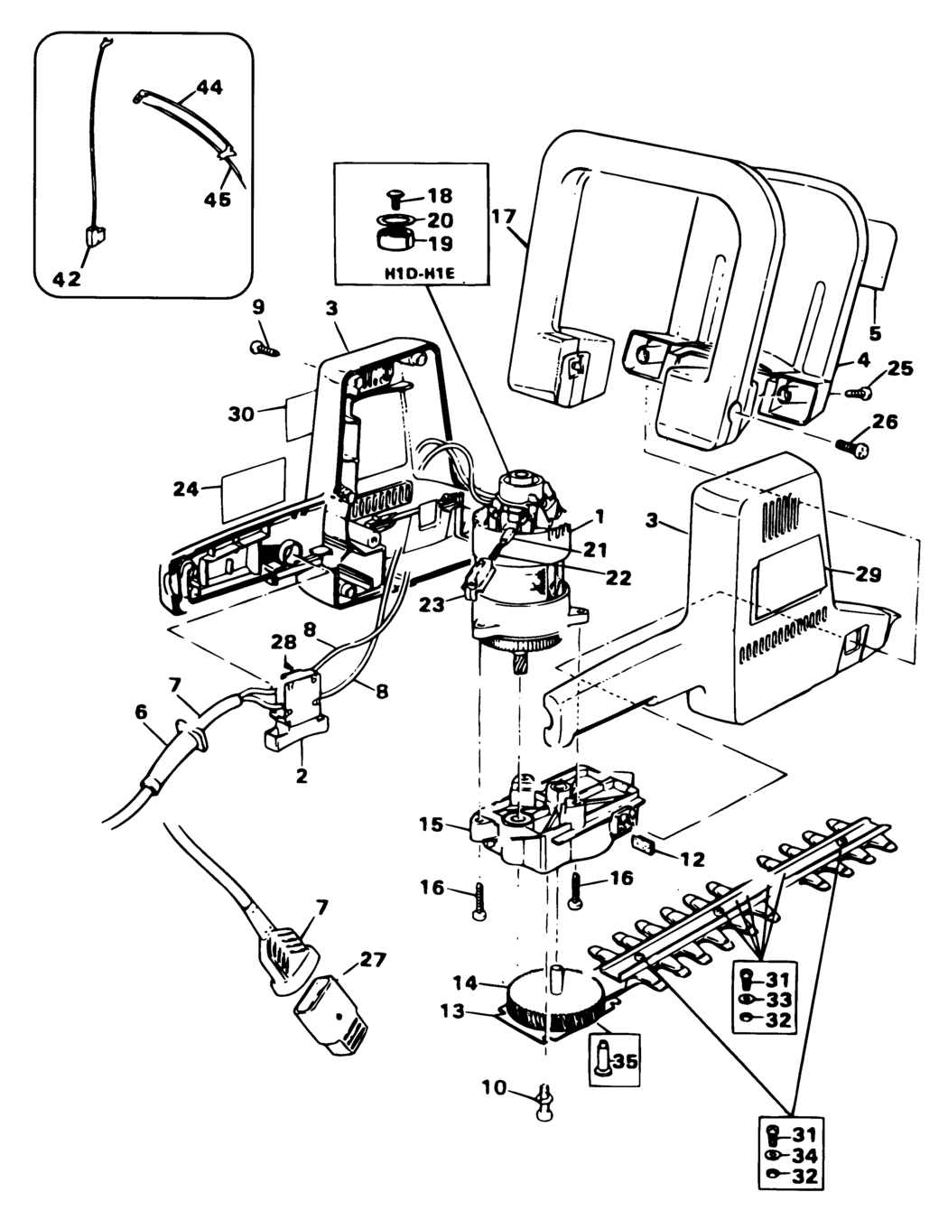 Black & Decker GS600 Type H1D-H1E-H1F Garden Clipper Spare Parts