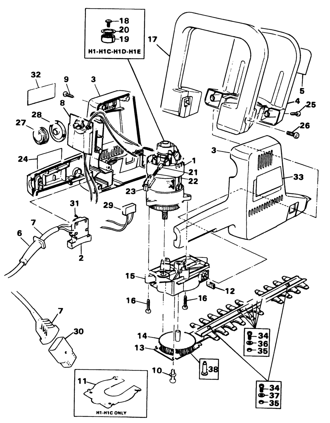 Black & Decker GS600E Type 1 Garden Clipper Spare Parts