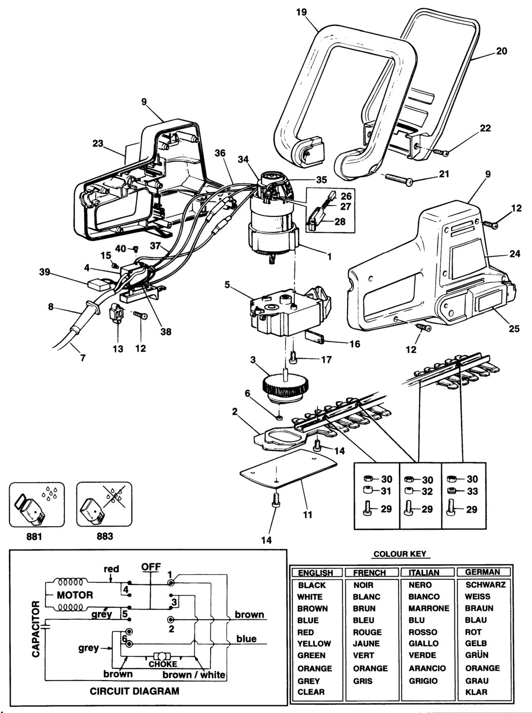 Black & Decker GT201 Type 1 Hedgeclipper Spare Parts