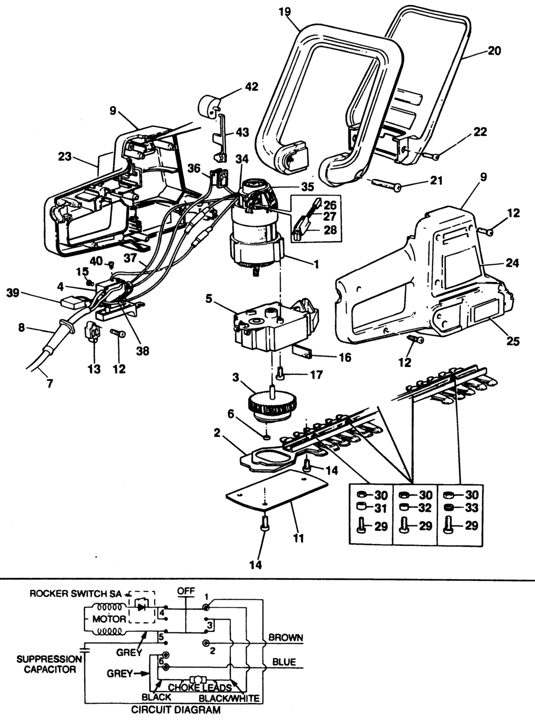 Black & Decker GT223 Type 1 Hedgeclipper Spare Parts