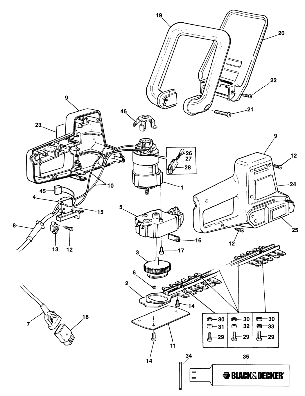 Black & Decker GT230 Type 1 Hedgetrimmer Spare Parts