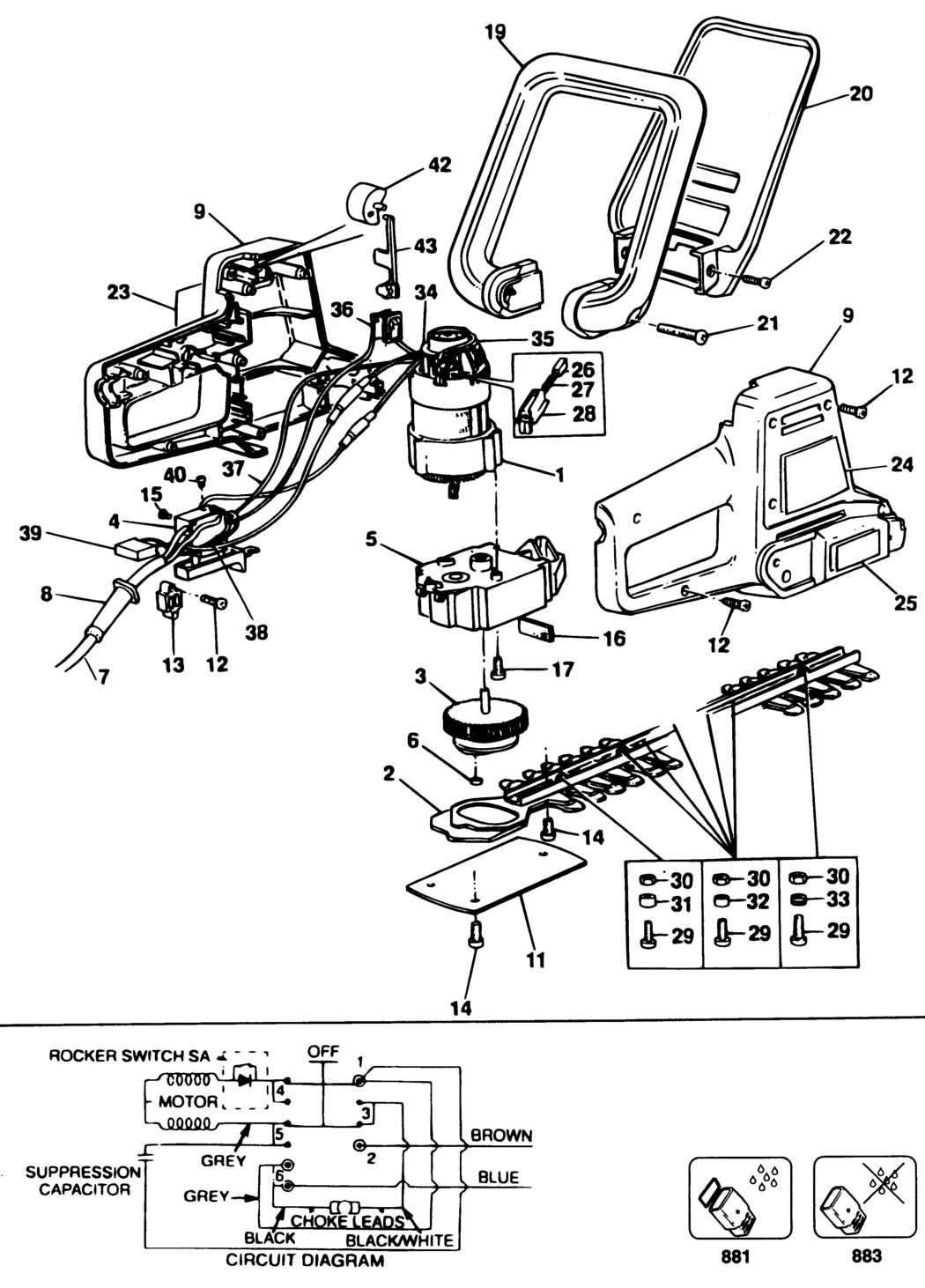 Black & Decker GT243 Type 1 Hedgeclipper Spare Parts