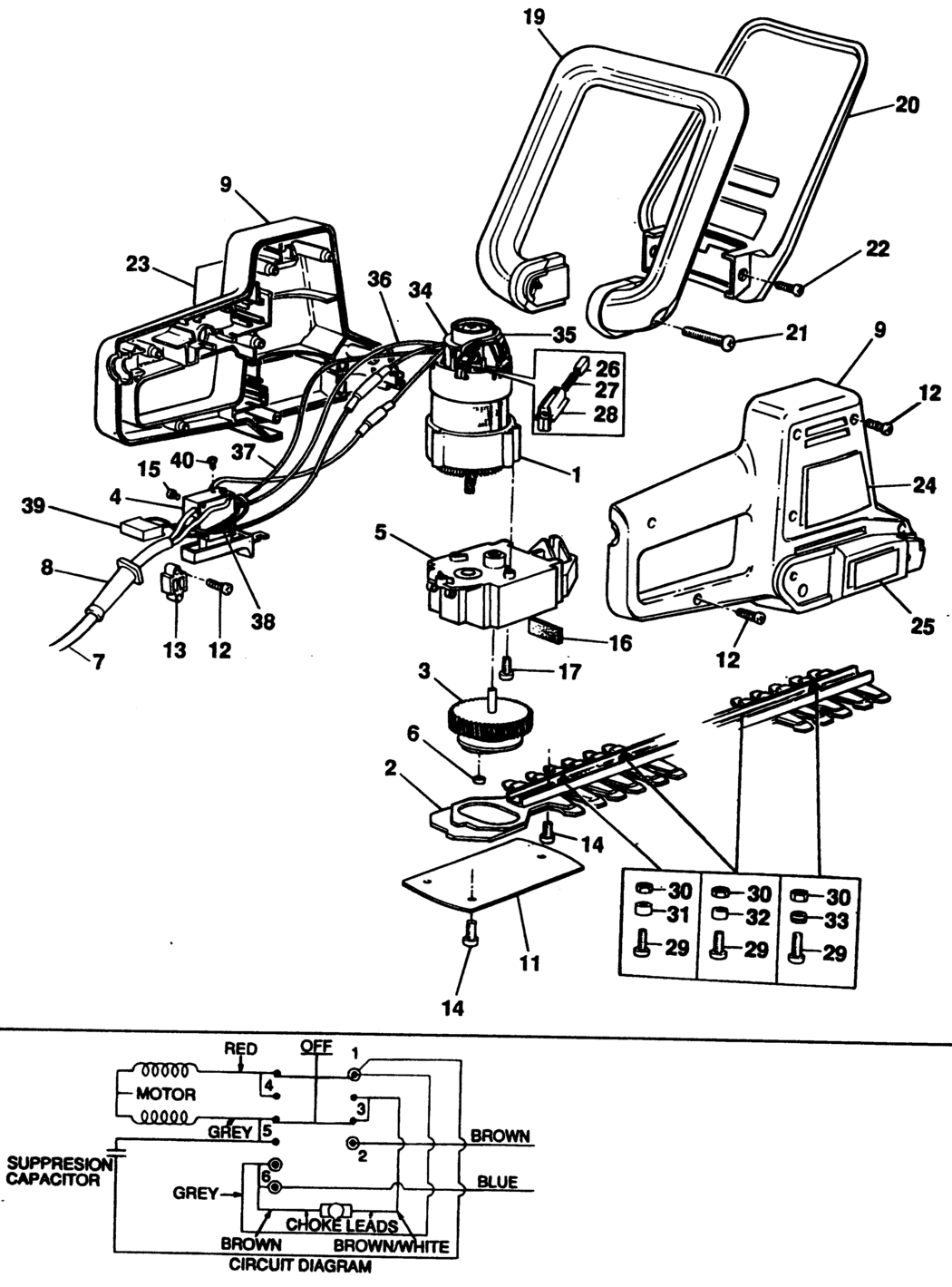Black & Decker GT33B Type 1 Hedgeclipper Spare Parts