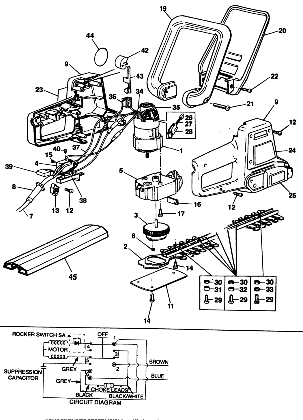 Black & Decker GT343 Type 1 Hedgeclipper Spare Parts