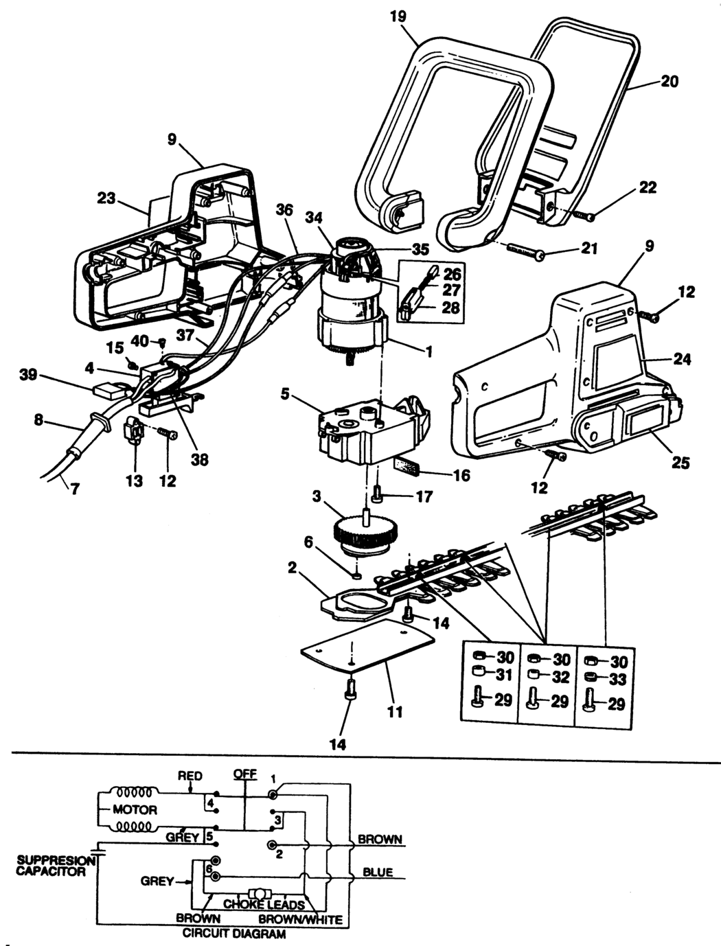 Black & Decker GT40B Type 1 Hedgeclipper Spare Parts