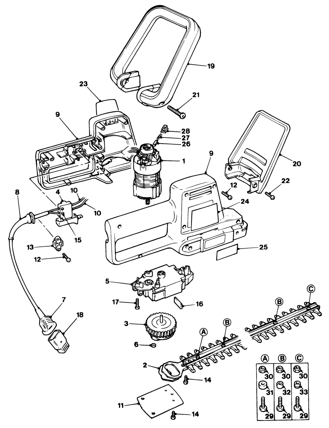 Black & Decker GT420 Type 1 Hedgeclipper Spare Parts