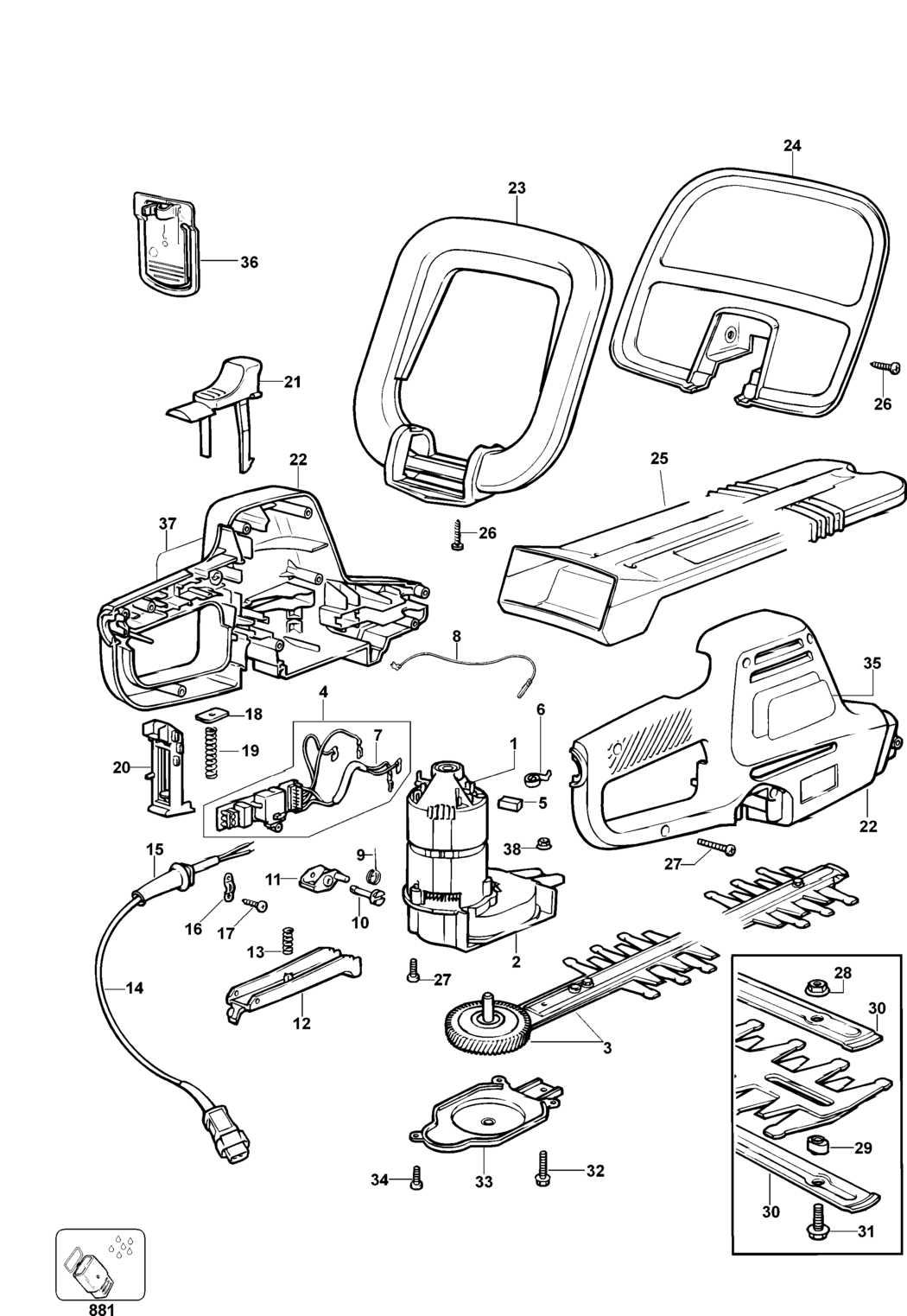 Black & Decker GT520 Type 1 Hedgetrimmer Spare Parts