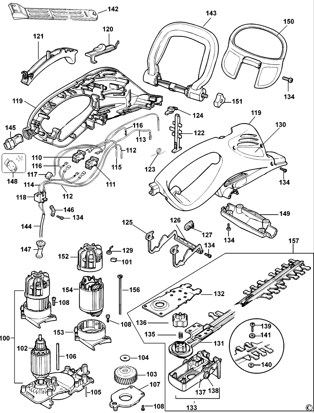 Black & Decker GT650 Type 1 - 2 Hedgetrimmer Spare Parts