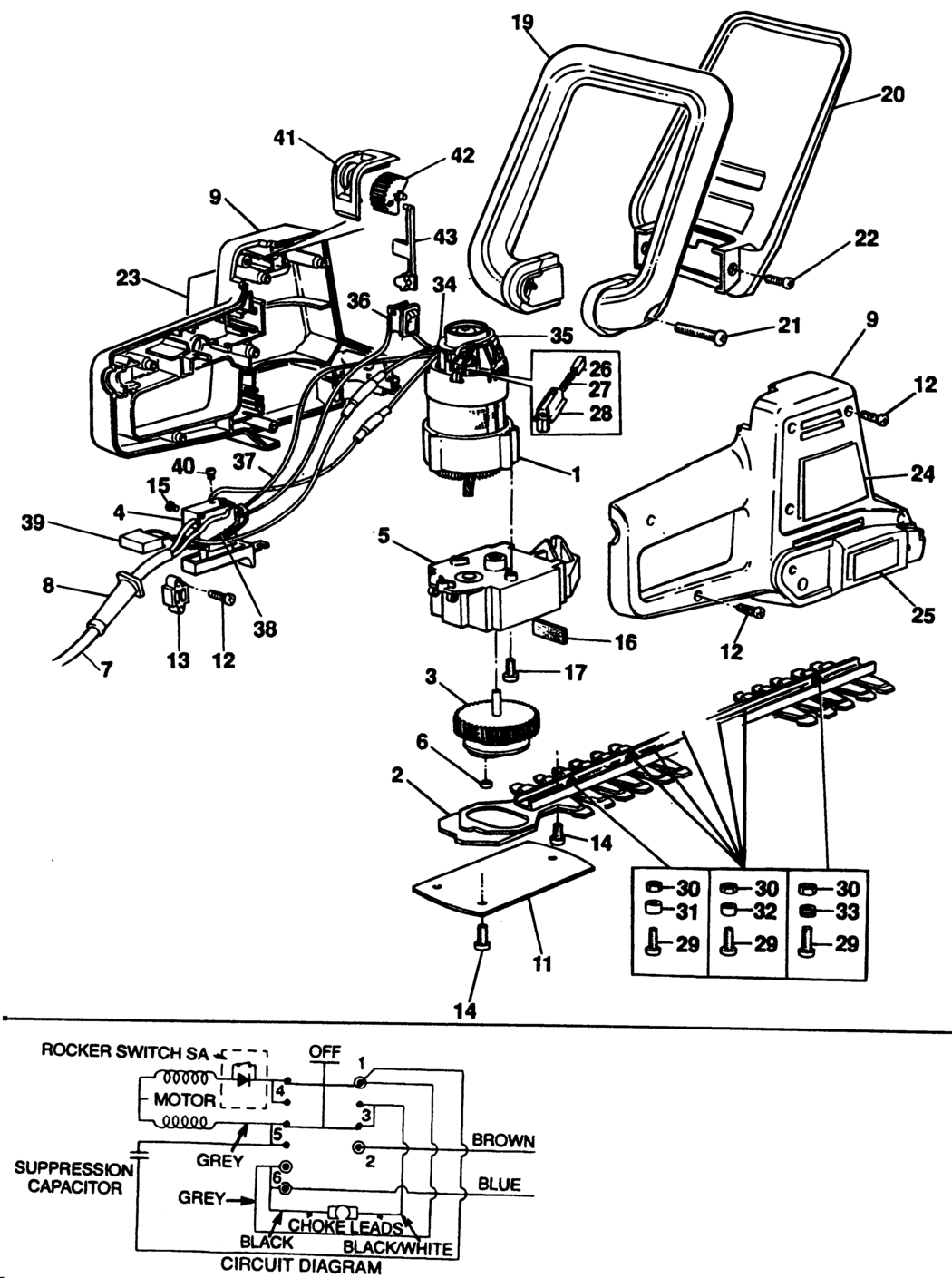 Black & Decker GTE60B Type 2 Hedgeclipper Spare Parts