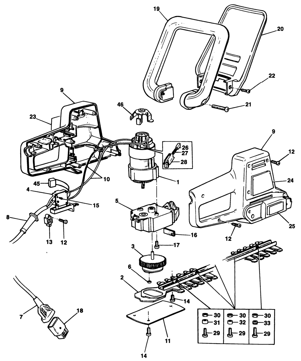 Black & Decker HT20 Type 1 Hedgeclipper Spare Parts