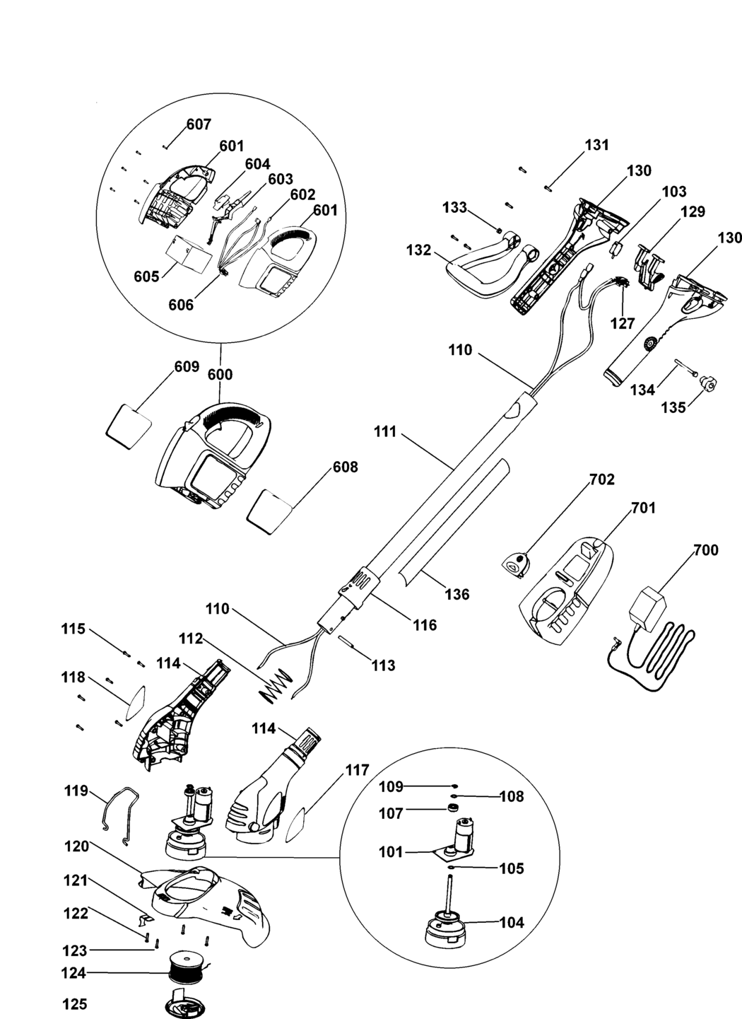 Black & Decker GLC2000 Type H1 Cordless String Trimmer Spare Parts