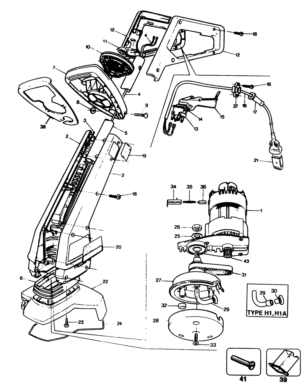 Black & Decker CF12 Type 1 String Trimmer Spare Parts