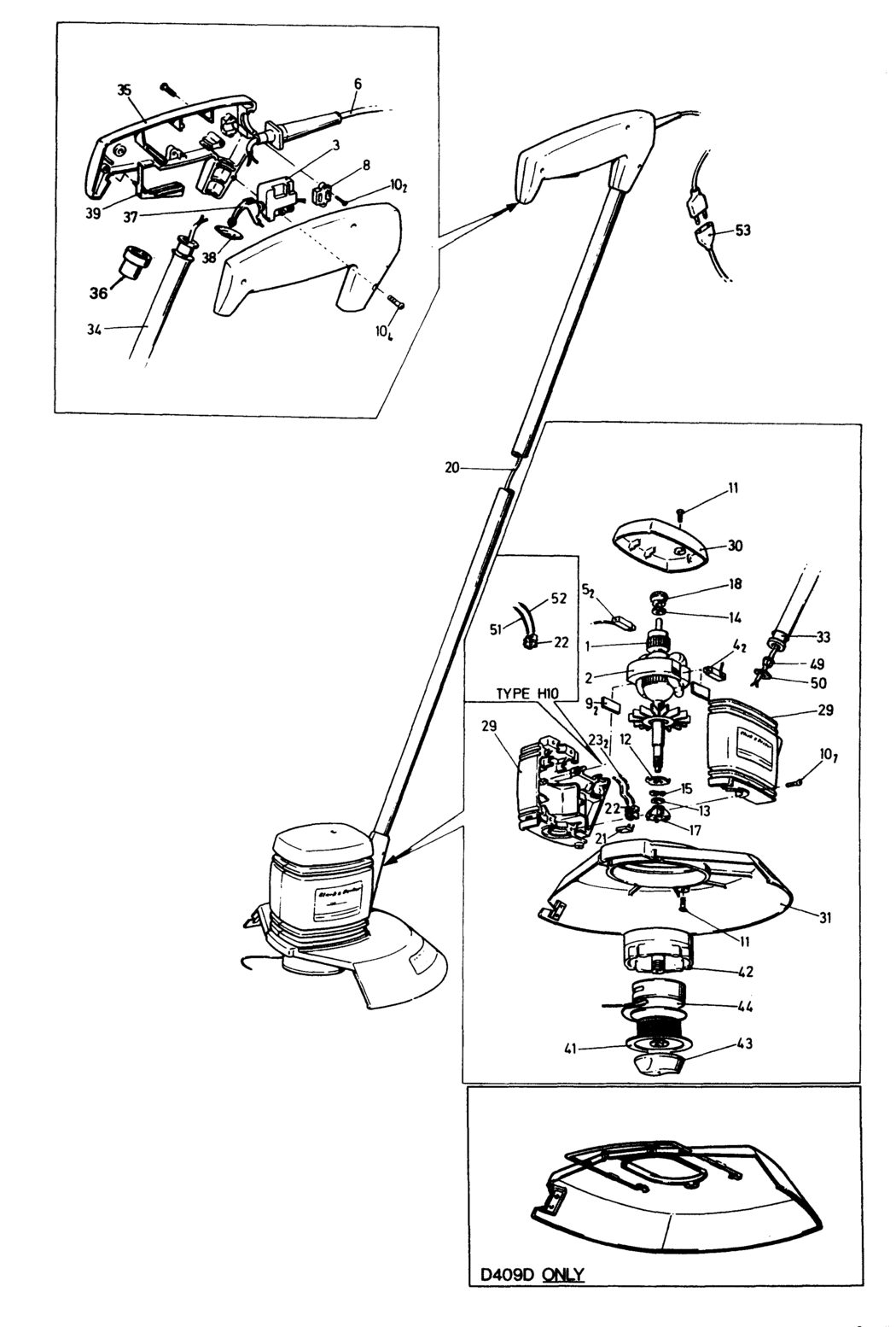 Black & Decker D409D Type 10 String Trimmer Spare Parts