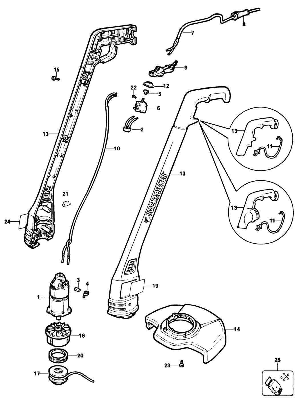 Black & Decker GL200 Type 1 String Trimmer Spare Parts