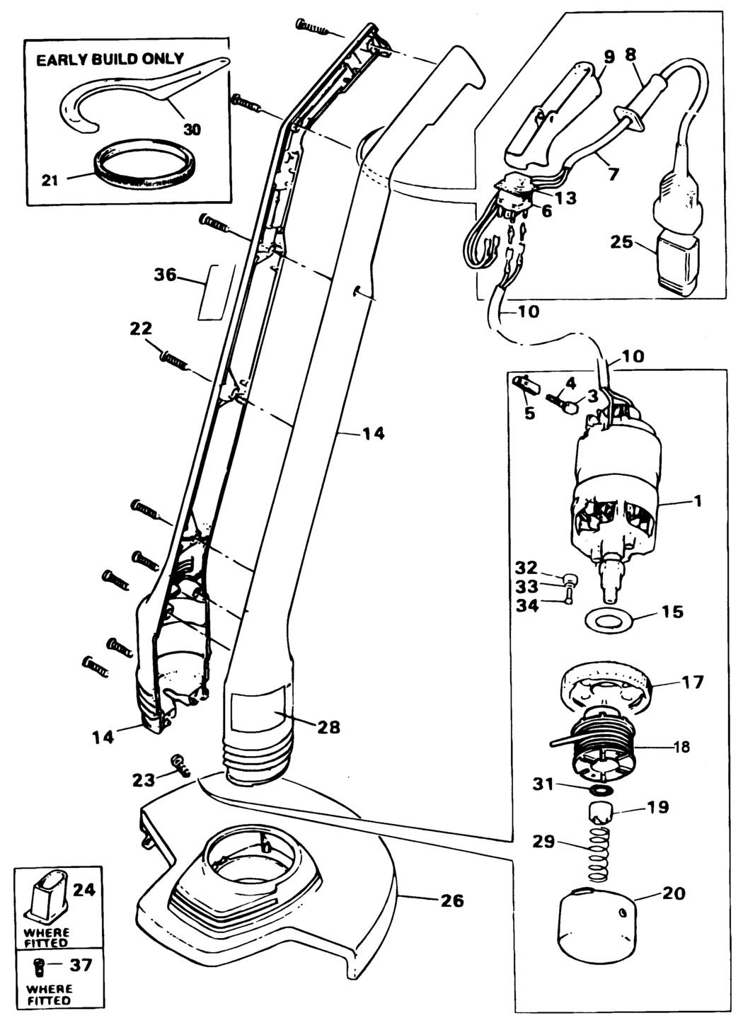 Black & Decker GL220 Type 1 String Trimmer Spare Parts