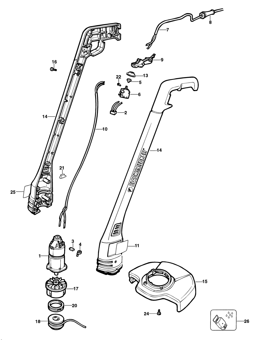 Black & Decker GL325 Type 1 String Trimmer Spare Parts