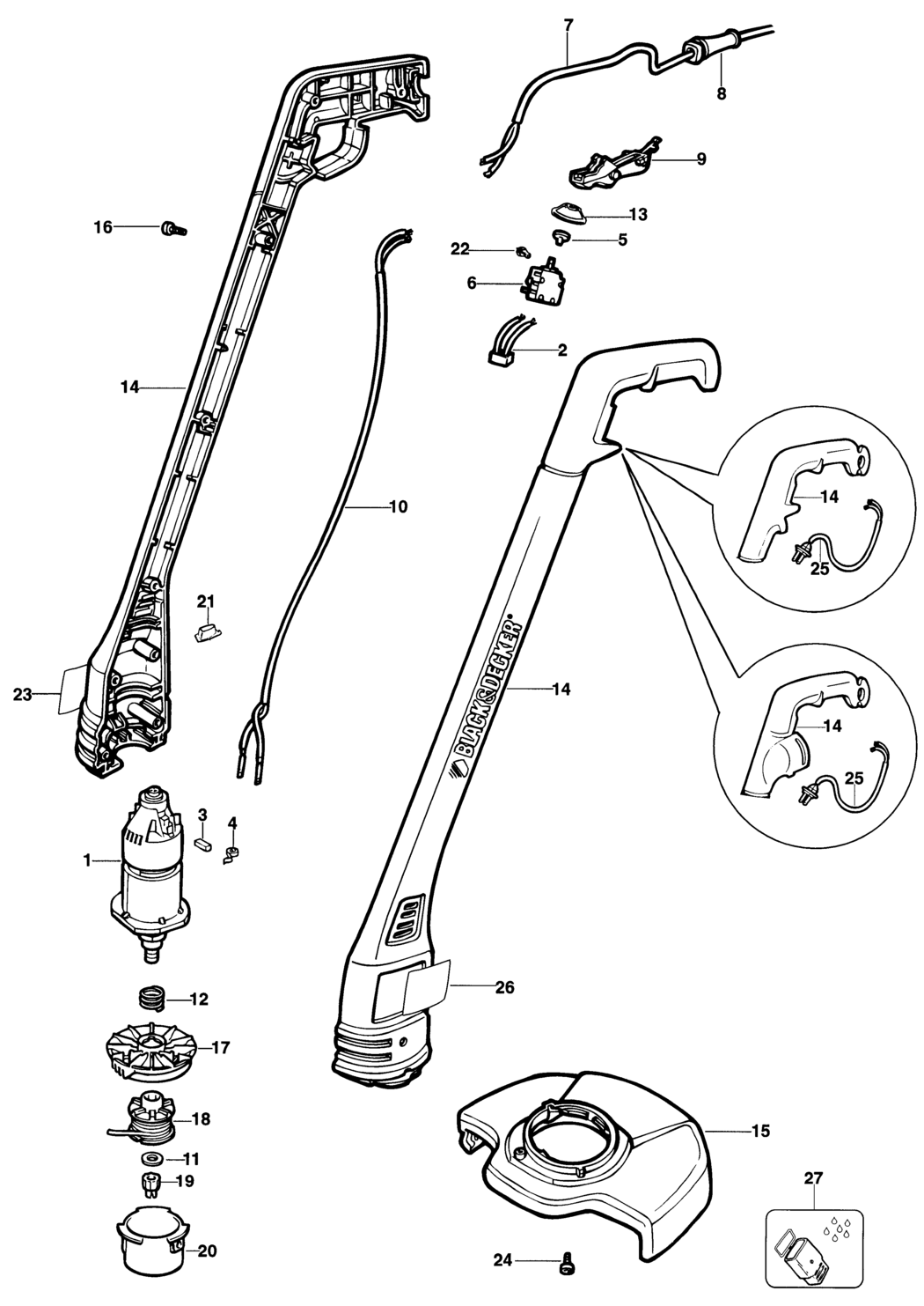 Black & Decker GL330 Type H1E String Trimmer Spare Parts