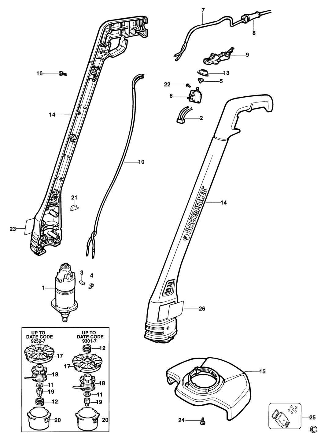 Black Decker GL335 Type 1 String Trimmer Spare Parts Miles