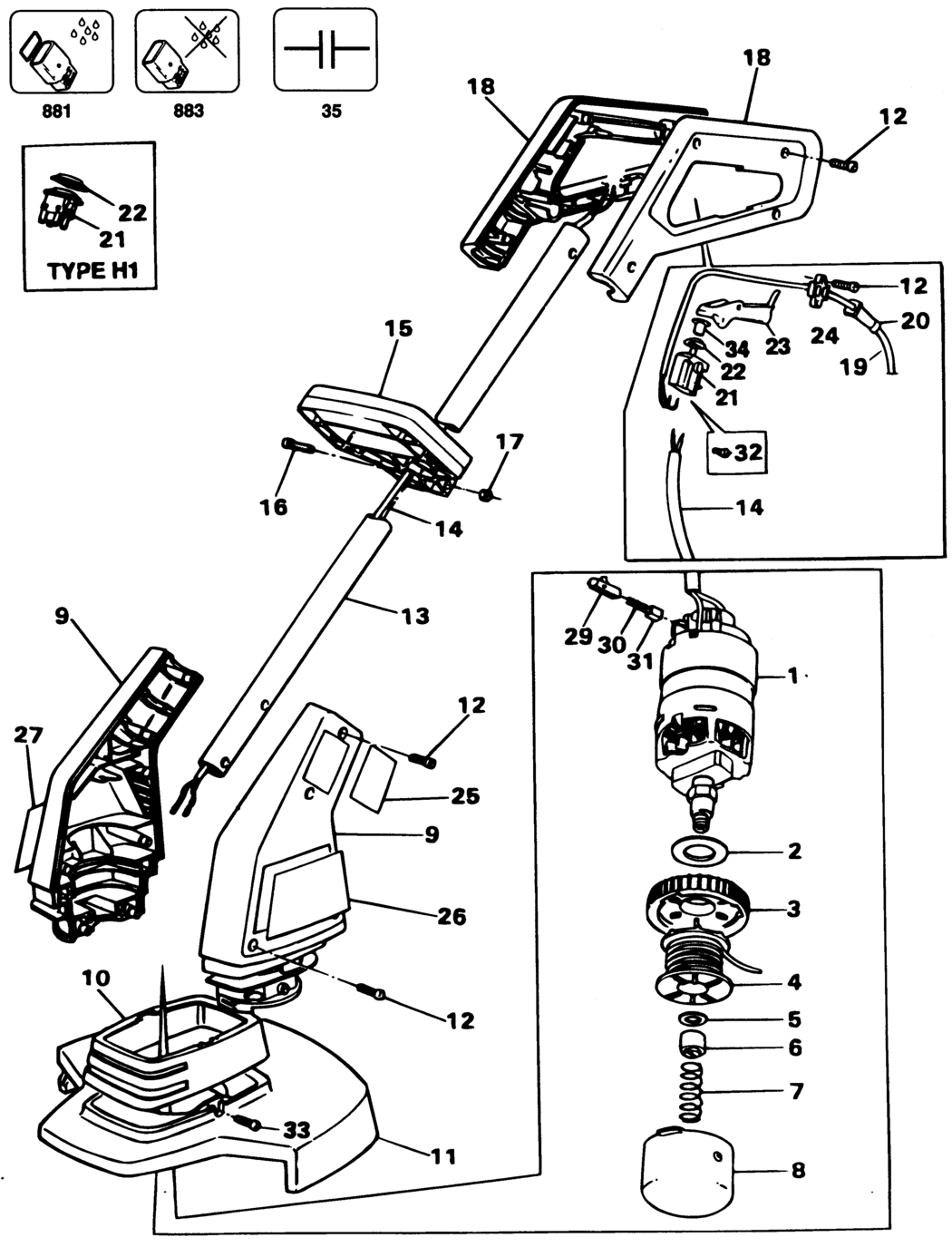 Black & Decker GL420 Type 1 String Trimmer Spare Parts