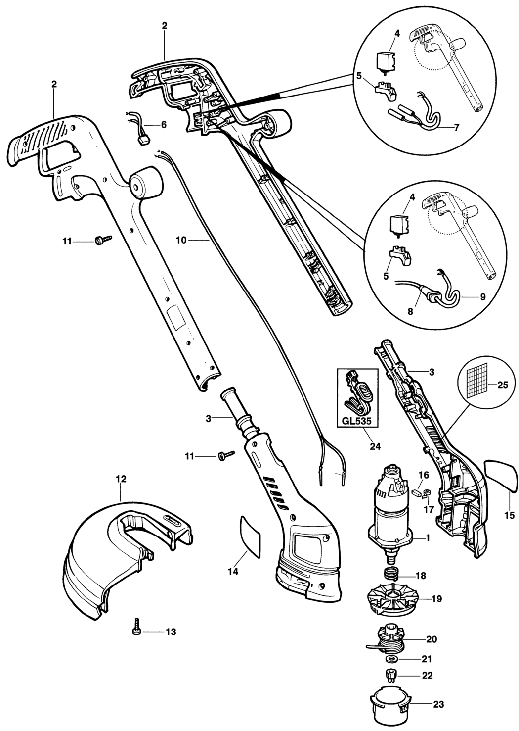 Black & Decker GL520 Type 1 String Trimmer Spare Parts