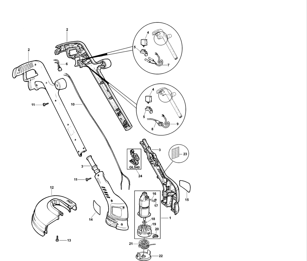 Black & Decker GL540 Type 1 String Trimmer Spare Parts