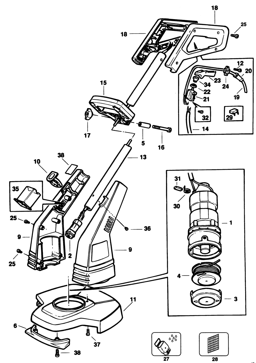 Black & Decker GL575 Type 1 String Trimmer Spare Parts