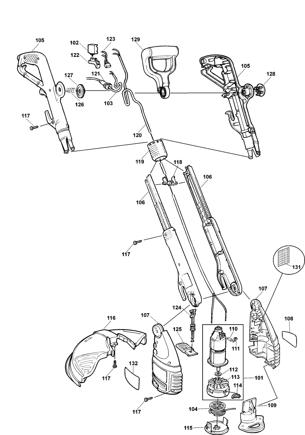 Black & Decker GL580C Type 1 String Trimmer Spare Parts