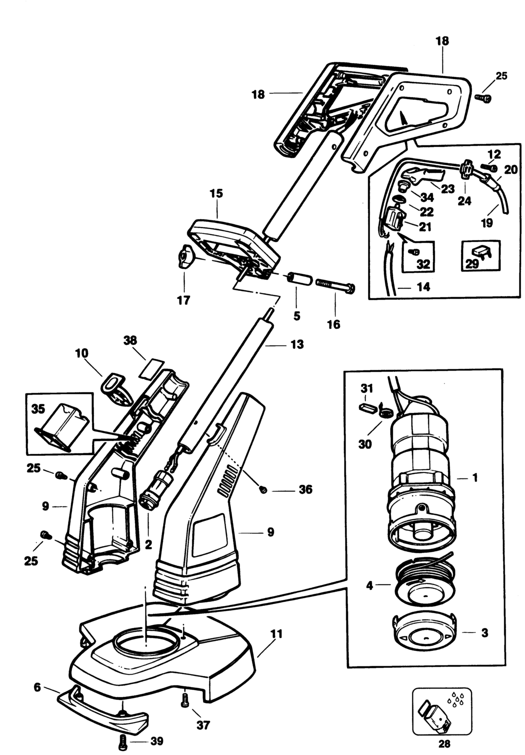 Black & Decker GL595 Type 1 String Trimmer Spare Parts