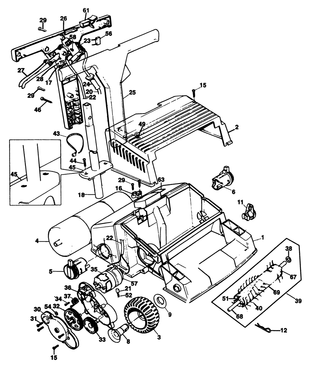 Black & Decker GD195 Type 1 Lawnraker Spare Parts