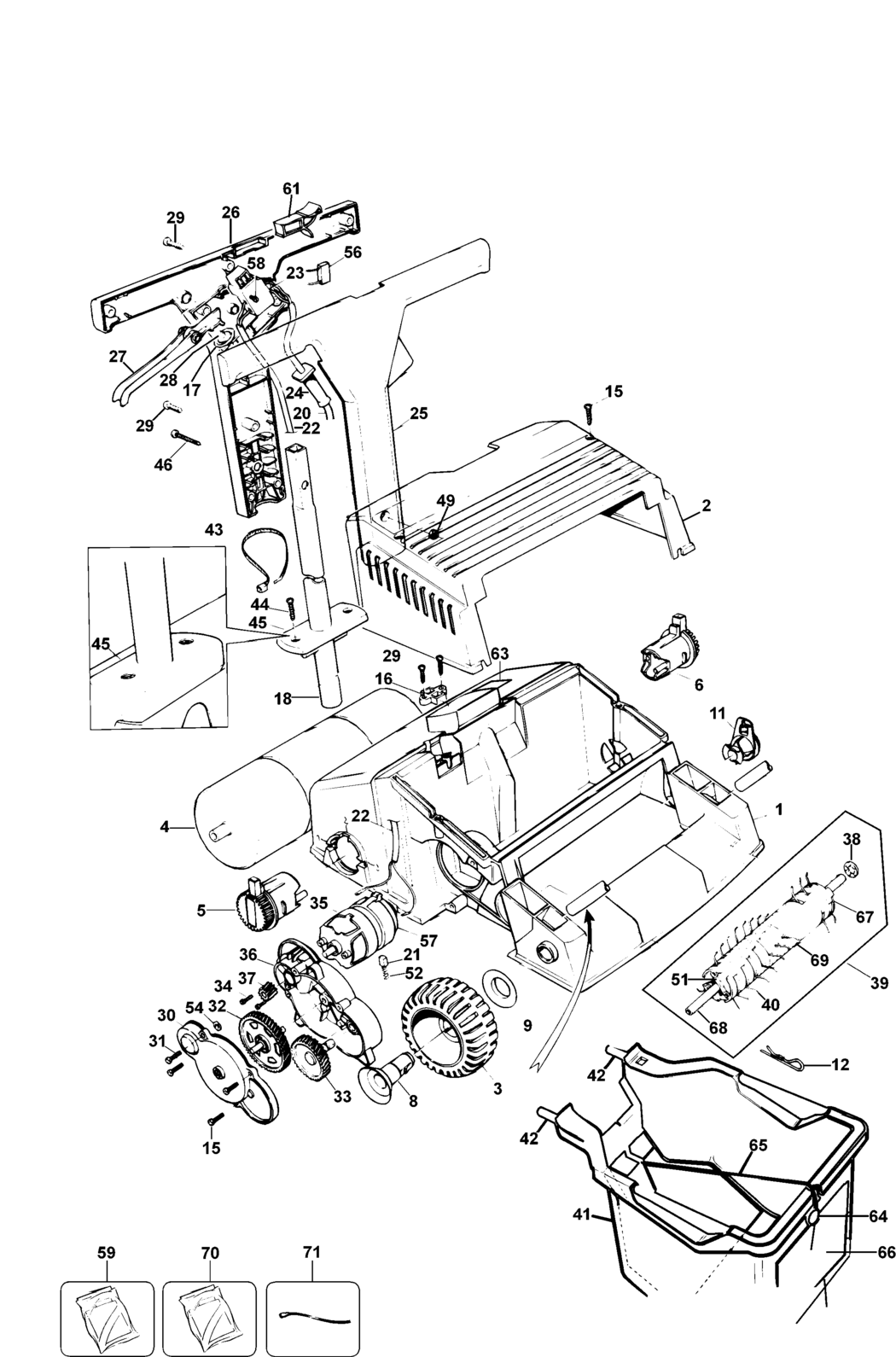 Black & Decker GD200 Type 1 Lawnraker Spare Parts