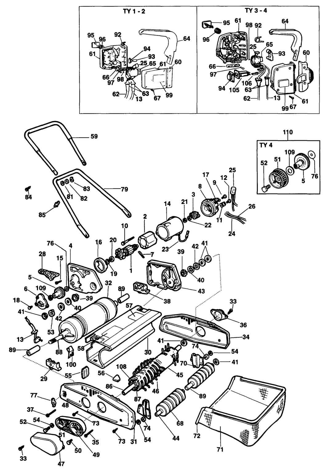 Black & Decker GD310 Type 1 Lawnraker Spare Parts