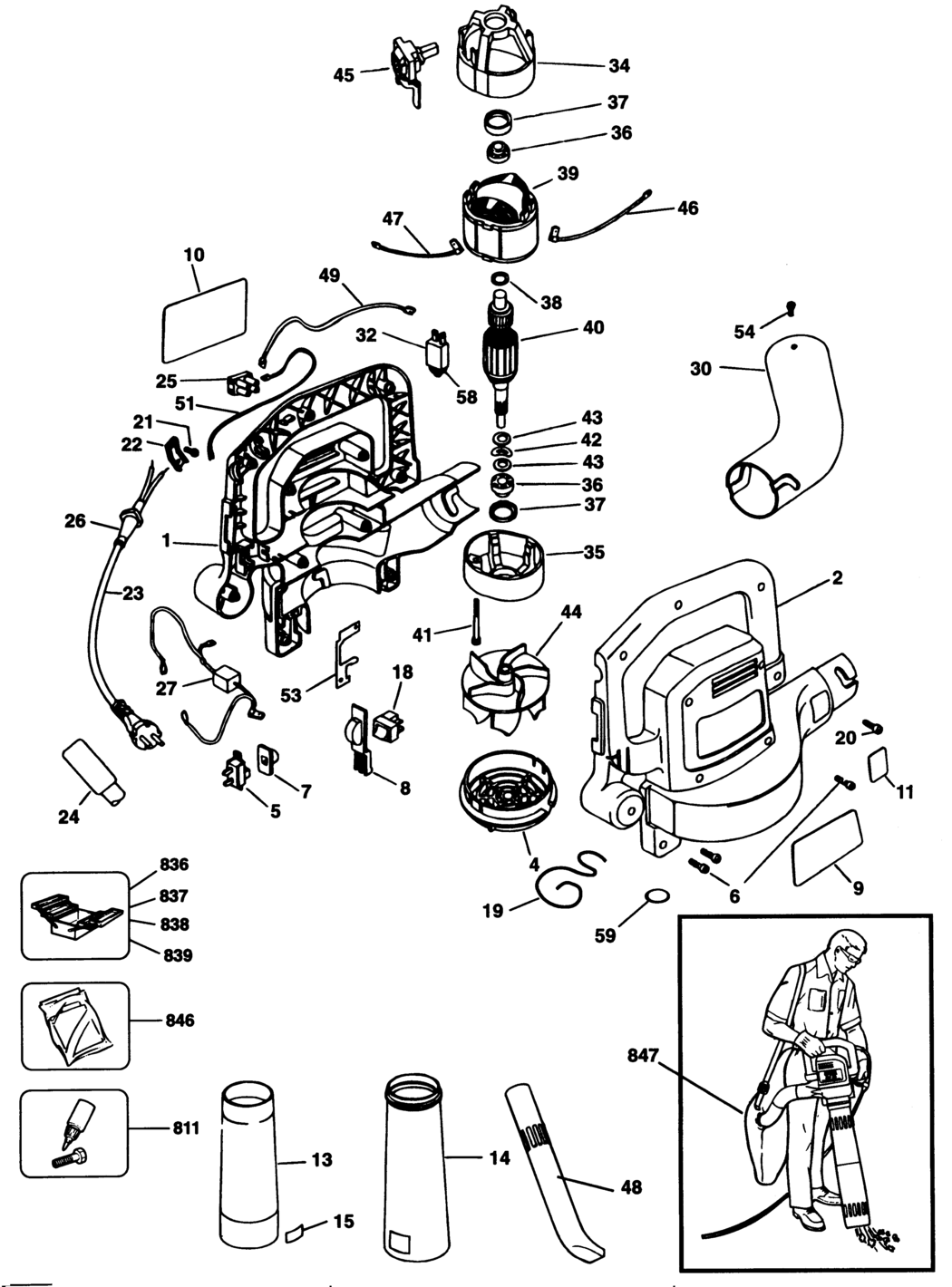 Black & Decker GW150 Type 1 Blower Vac Spare Parts