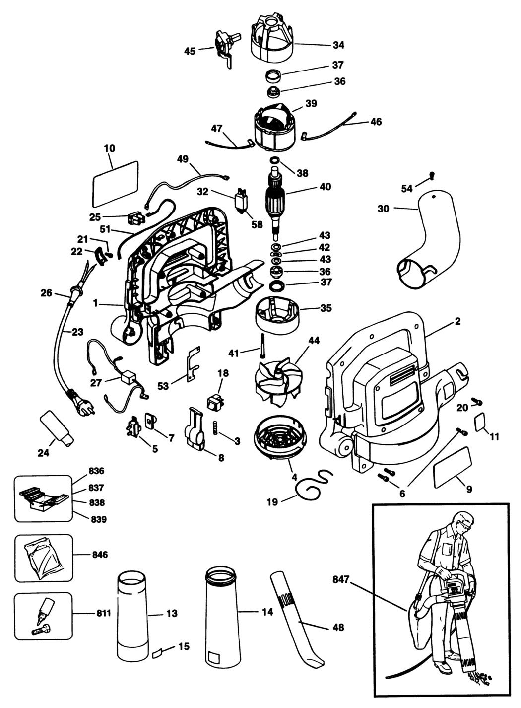 Black & Decker GW150 Type 2 Blower Vac Spare Parts