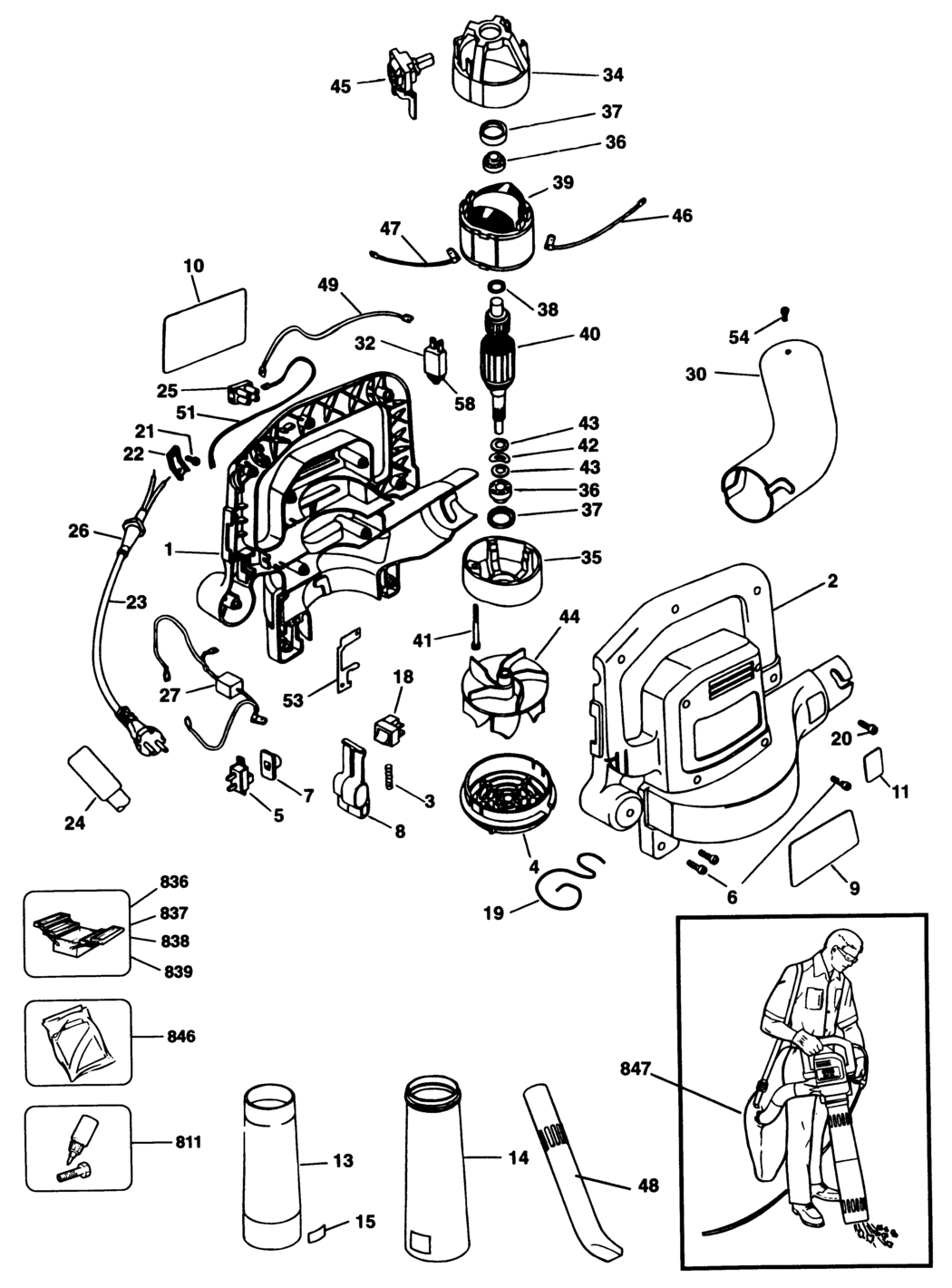 Black & Decker GW150 Type 3 Blower Vac Spare Parts