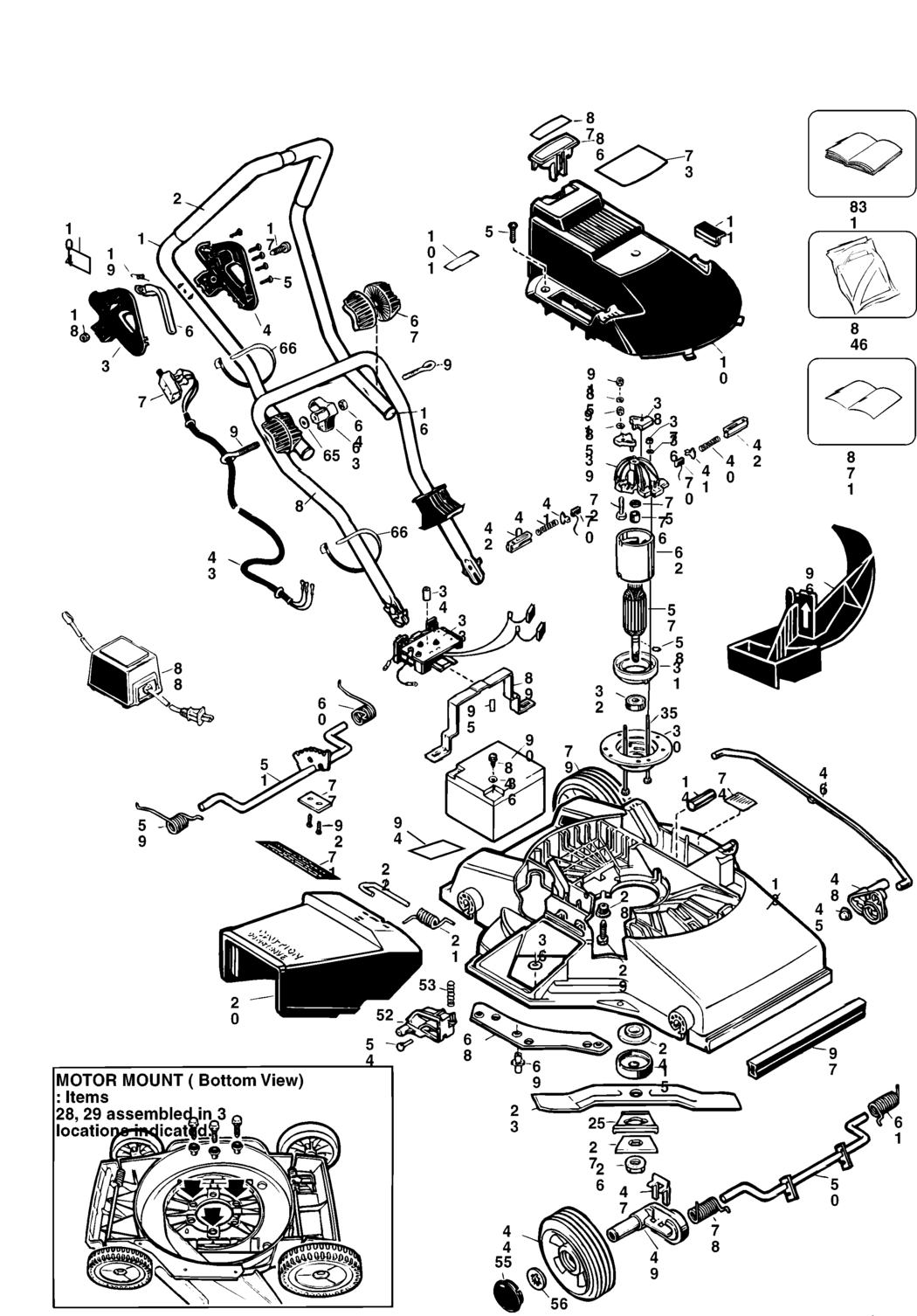 Black & Decker GRC645 Type 1 Cordless Mower Spare Parts