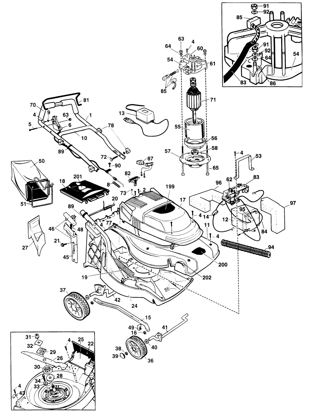 Black & Decker GRC950 Type 1 Cordless Mower Spare Parts