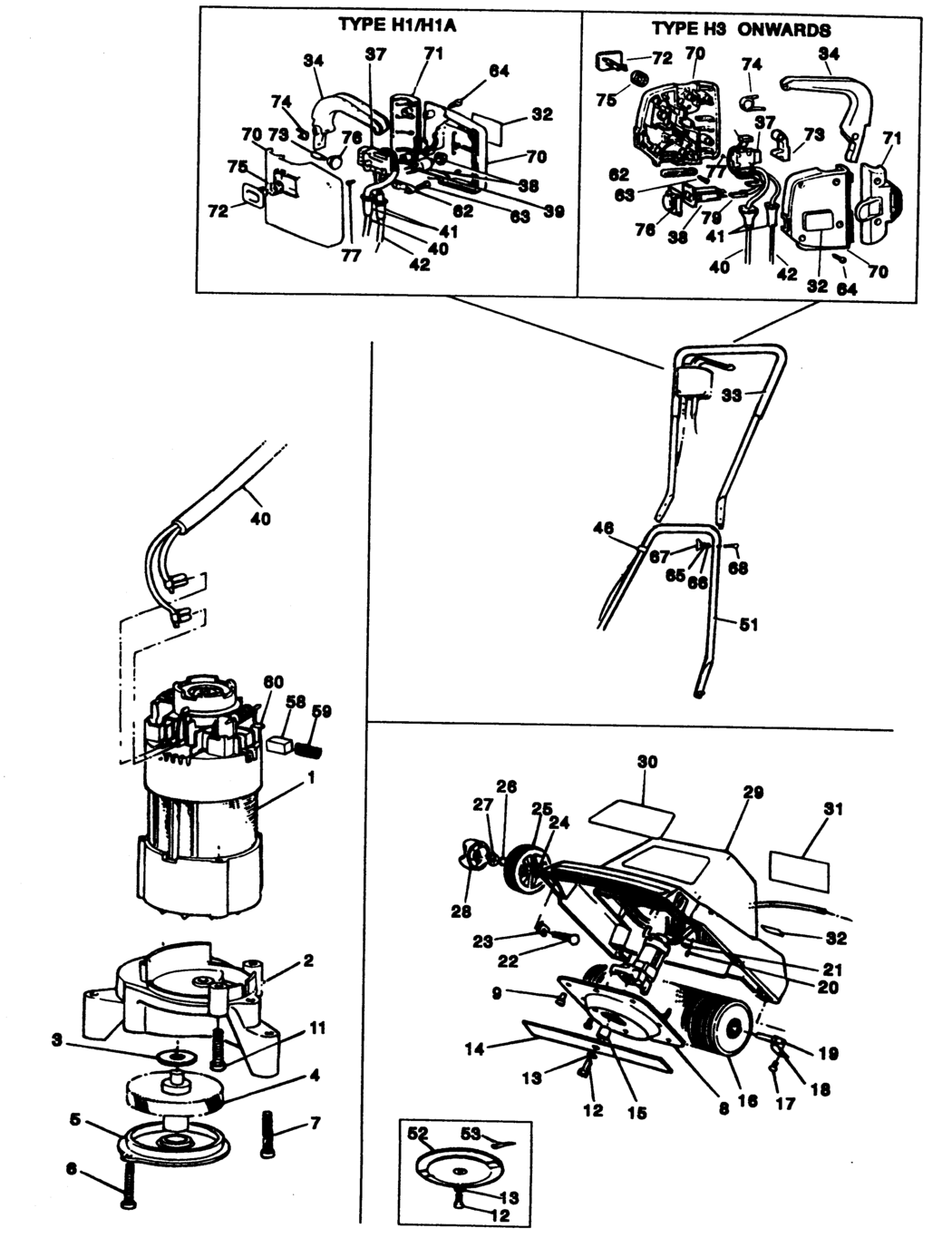 Black & Decker GR103 Type 1 Rotary Mower Spare Parts